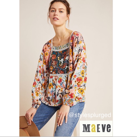 NWT ANTHRO Nikki Peasant Blouse size small - Picture 2 of 11